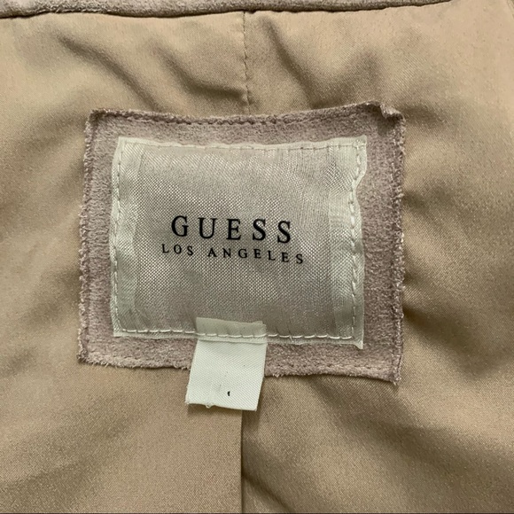 Guess Faux Suede Fringe Jacket Tan High Waisted M - Picture 6 of 6